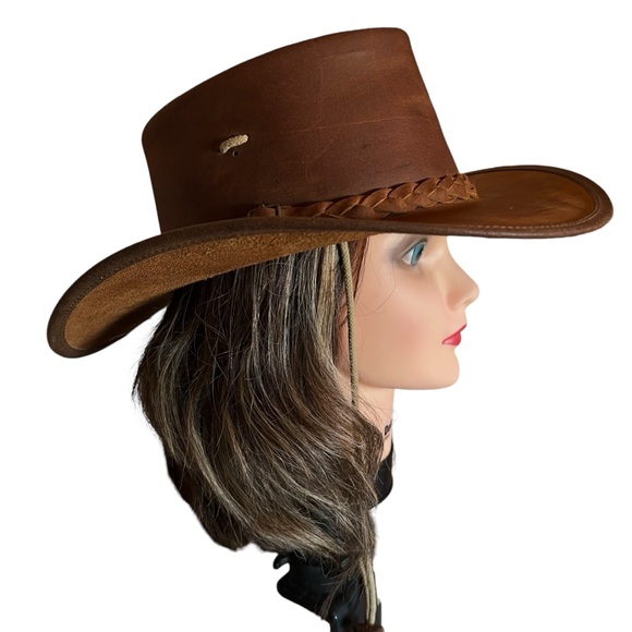 Toggi Accessories - Toggi Genuine Leather Australian Outback Brown Western Hat Women's Size Small